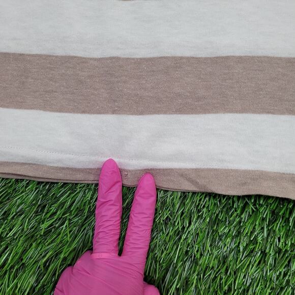 Vintage 70s California Styles Stripes Polo Shirt XS/S Purpleish Brown White USA - Picture 8 of 13